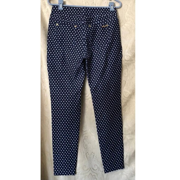 Michael, Michael Kors, Navy Blue w/White Polka Dot, Stretch Ponte Pants, Sz: Med - Picture 4 of 11